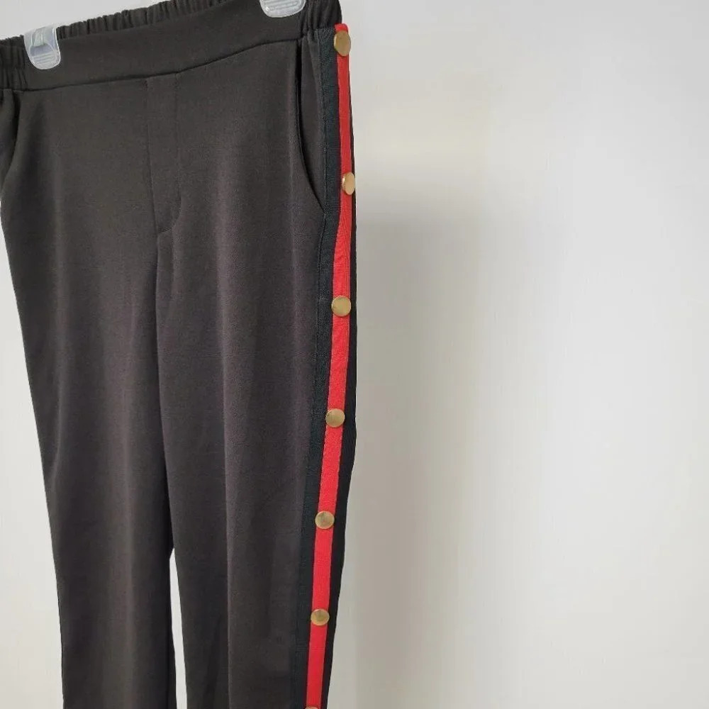 Button Side  Striped Pants - Picture 2 of 4